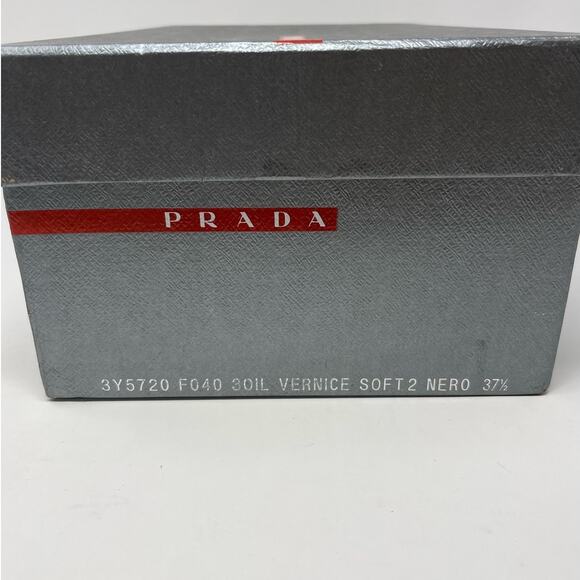Prada Thong Wedge Sandals Triangle Logo Leather T-Strap Slingback Black EU 37.5 - Picture 12 of 13